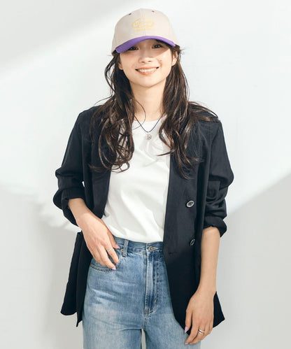 亞麻混輕薄雙排扣西裝外套