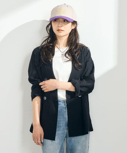 亞麻混輕薄雙排扣西裝外套