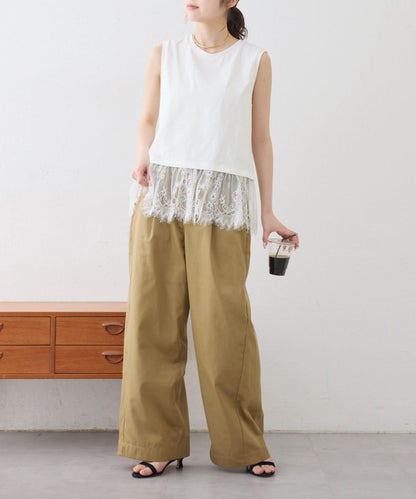 下襬蕾絲 無袖 Tee