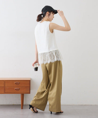 下襬蕾絲 無袖 Tee