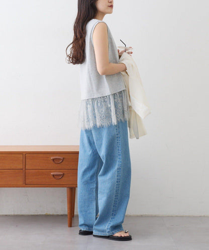 下襬蕾絲 無袖 Tee