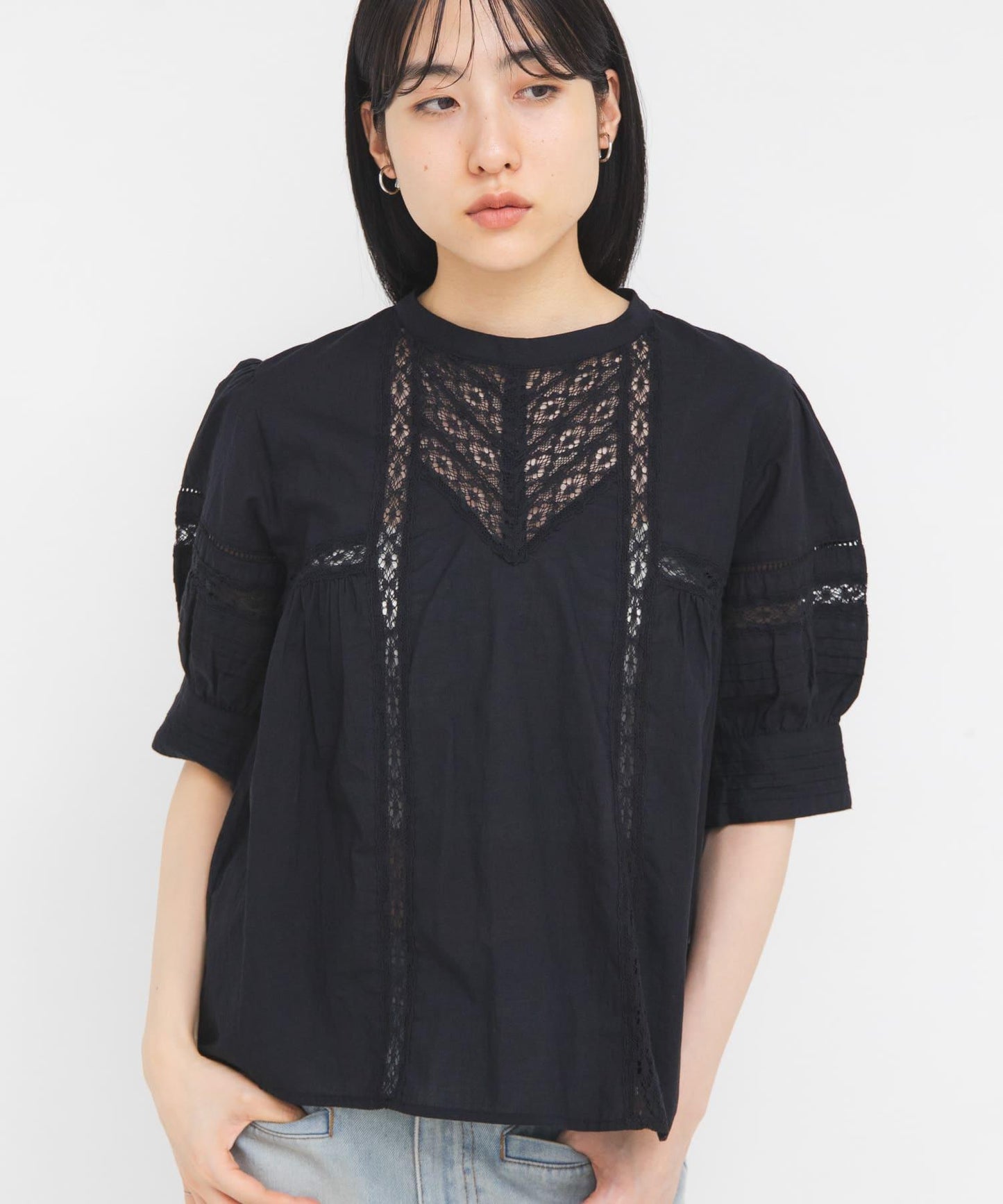 MIX蕾絲細節 女式襯衫