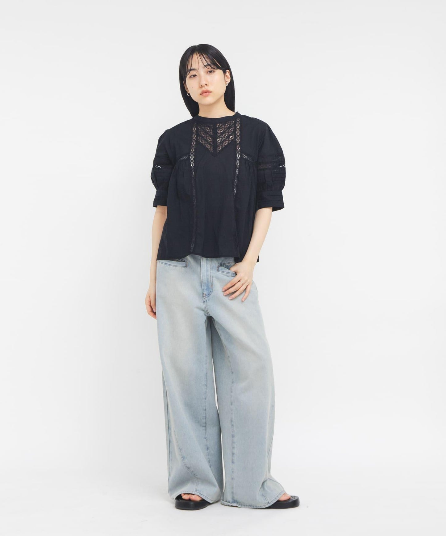 MIX蕾絲細節 女式襯衫