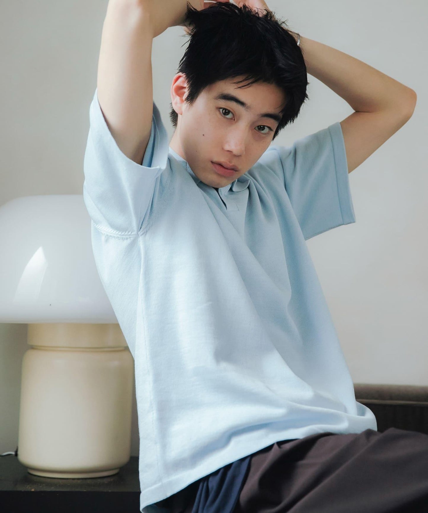 可水洗 乾爽觸感 開襟領 針織T恤
