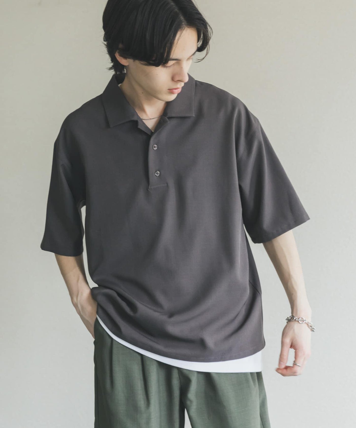 高捻套頭短袖襯衫