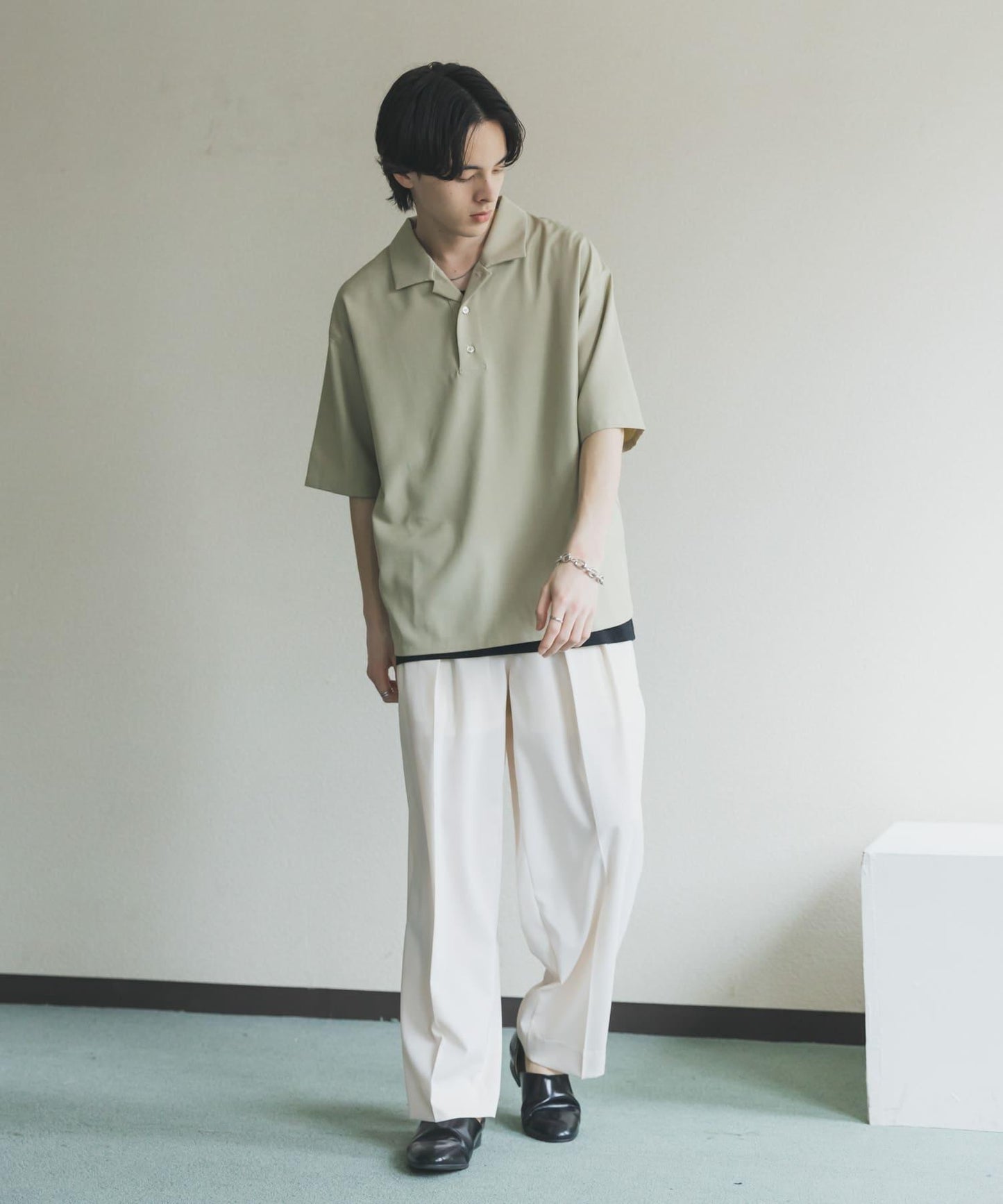高捻套頭短袖襯衫