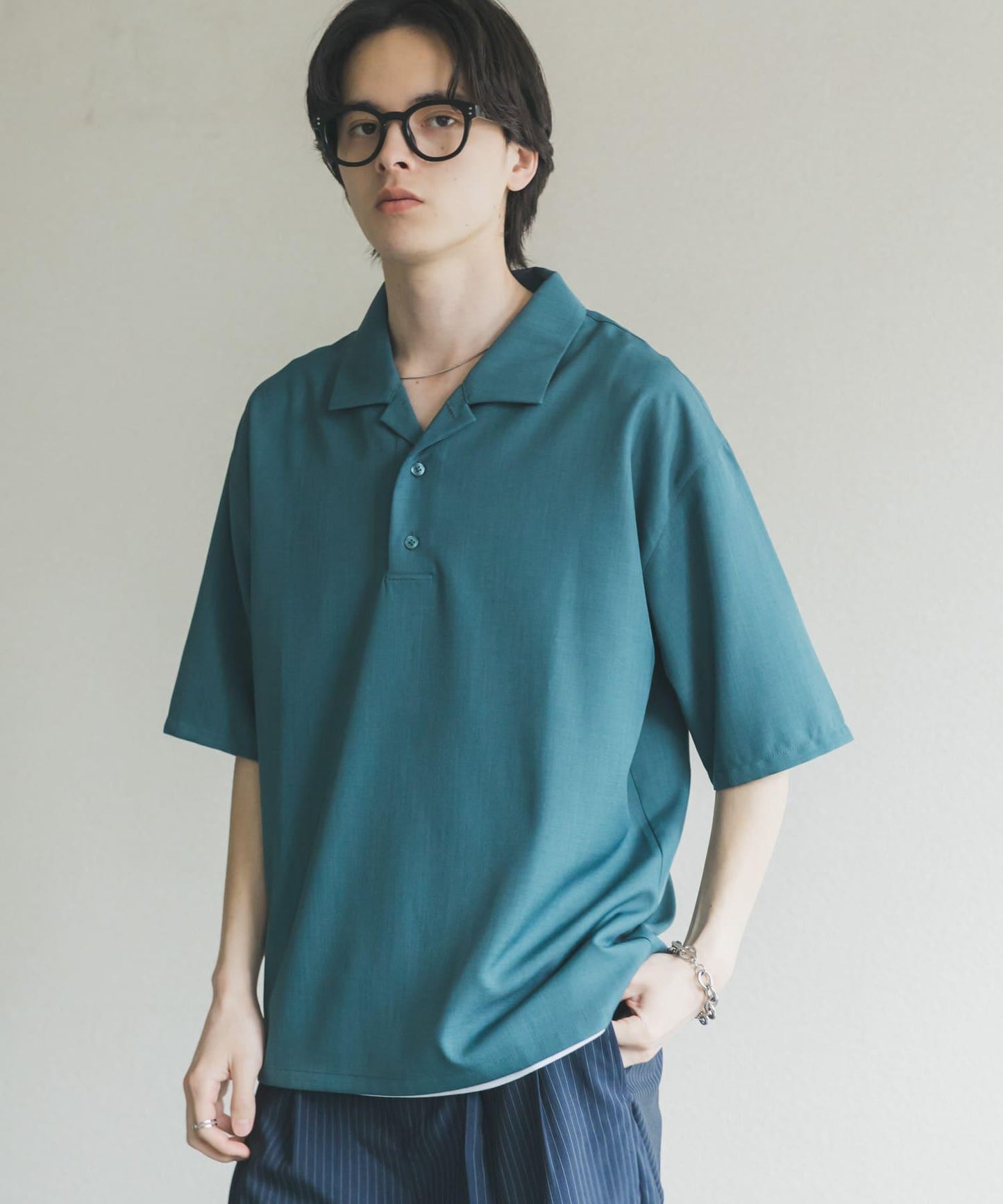 高捻套頭短袖襯衫