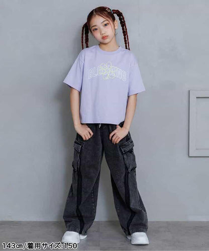 彈力牛仔側條紋褲子
