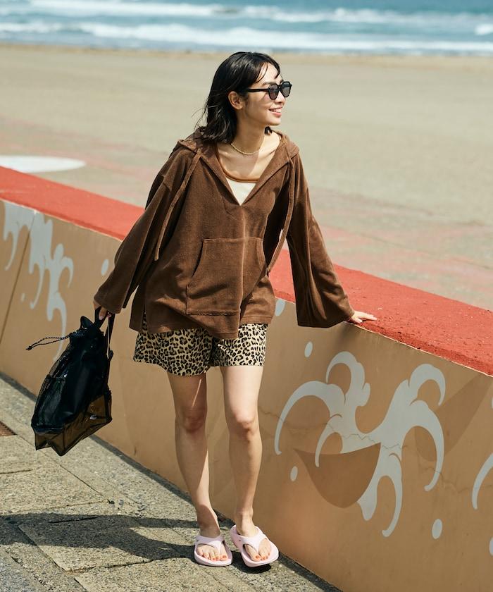 Beach & Festival 毛巾布連帽開襟設計套頭上衣