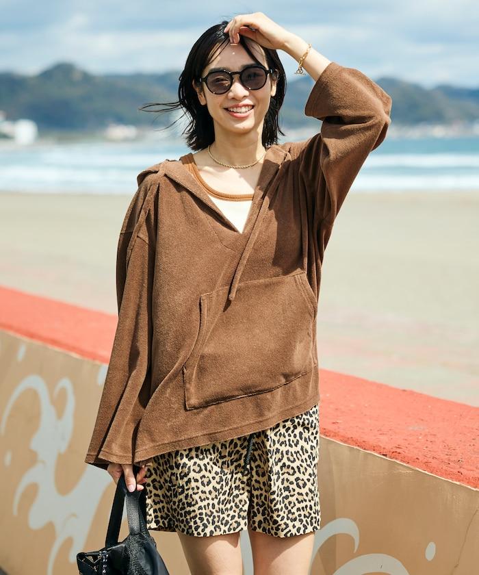 Beach & Festival 毛巾布連帽開襟設計套頭上衣