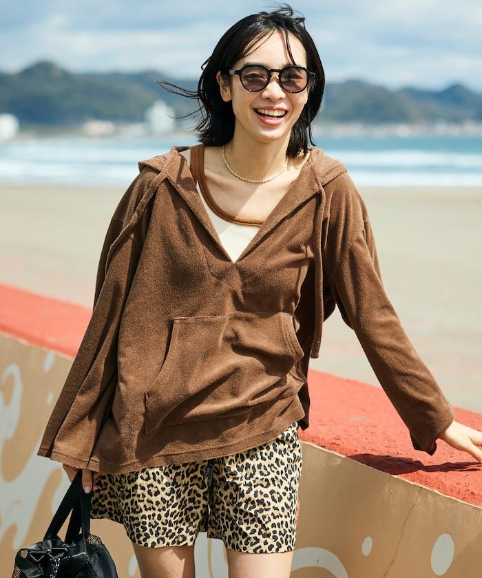 Beach & Festival 毛巾布連帽開襟設計套頭上衣