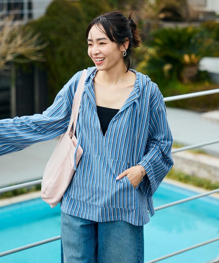 Beach & Festival 毛巾布連帽開襟設計套頭上衣