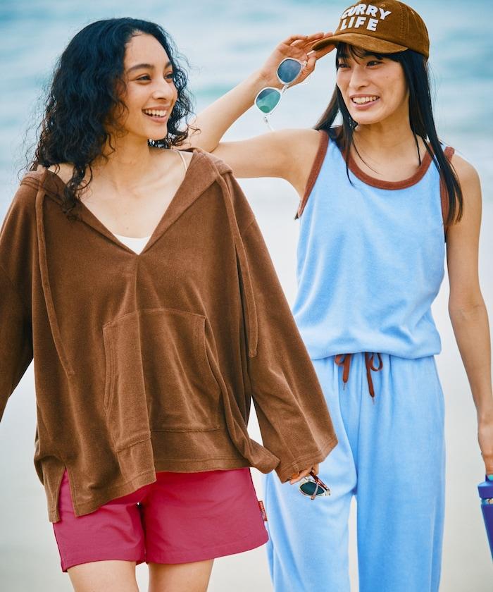 Beach & Festival 毛巾布連帽開襟設計套頭上衣