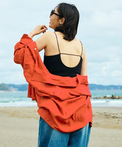 Beach & Festival V領 後背挖空 帶胸墊 吊帶背心