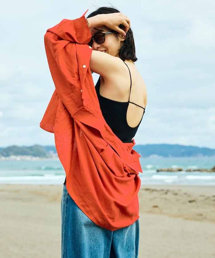 Beach & Festival V領 後背挖空 帶胸墊 吊帶背心