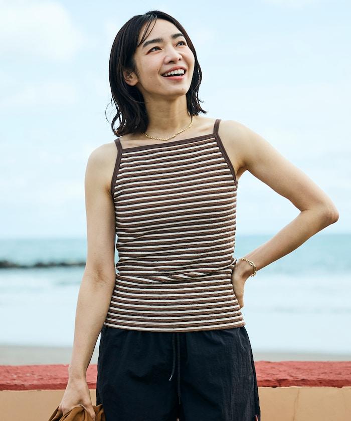 Beach & Festival 帶胸墊 條紋 吊帶背心