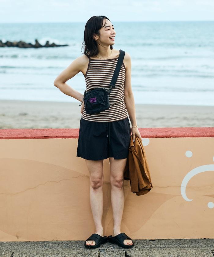 Beach & Festival 鬆緊腰 附束口收納袋 再生尼龍 休閒短褲