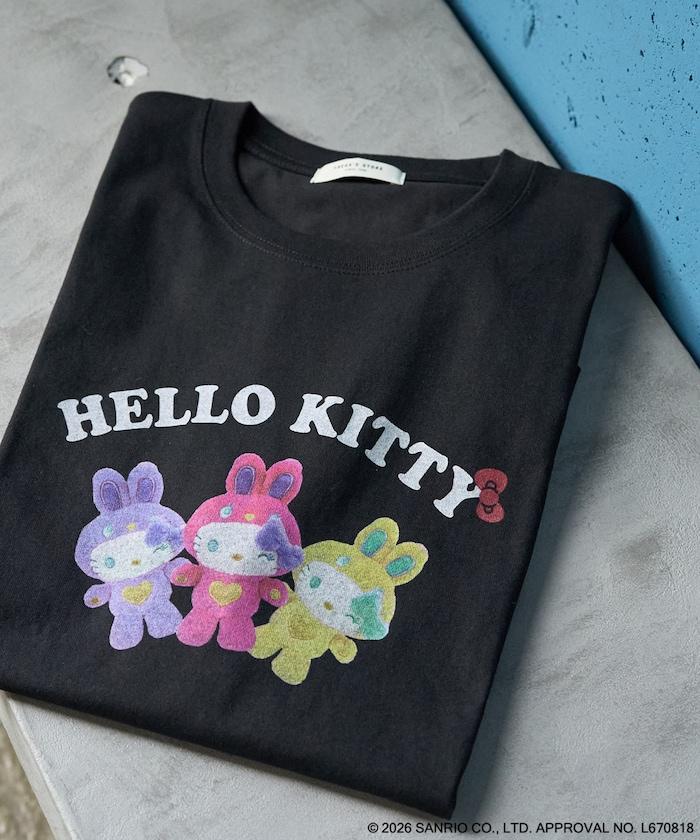 HELLO KITTY（凱蒂貓） うさぎ姿 前幅印花 短袖T恤
