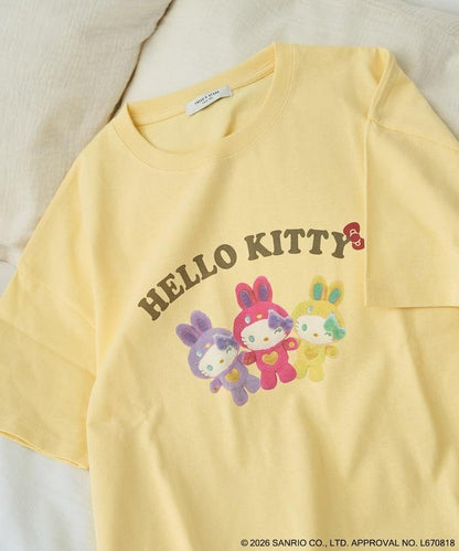 HELLO KITTY（凱蒂貓） うさぎ姿 前幅印花 短袖T恤