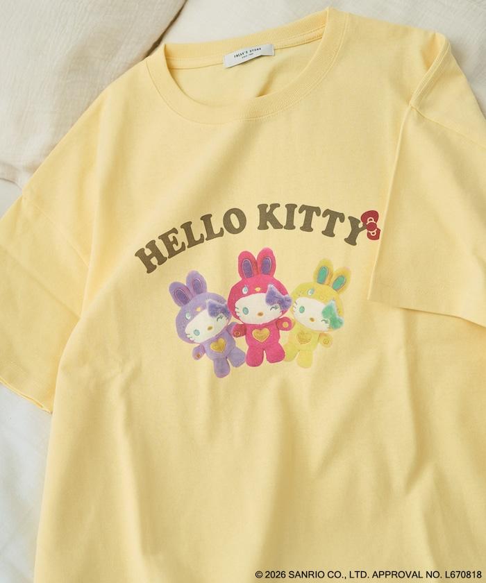 HELLO KITTY（凱蒂貓） うさぎ姿 前幅印花 短袖T恤