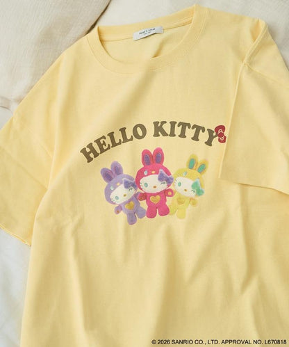 HELLO KITTY（凱蒂貓） うさぎ姿 前幅印花 短袖T恤