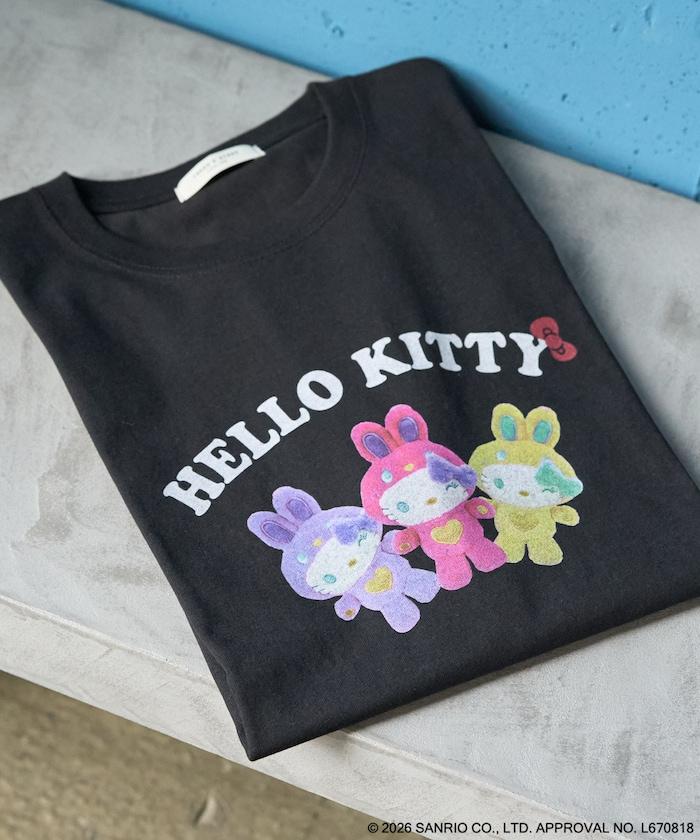 HELLO KITTY（凱蒂貓） うさぎ姿 前幅印花 短袖T恤