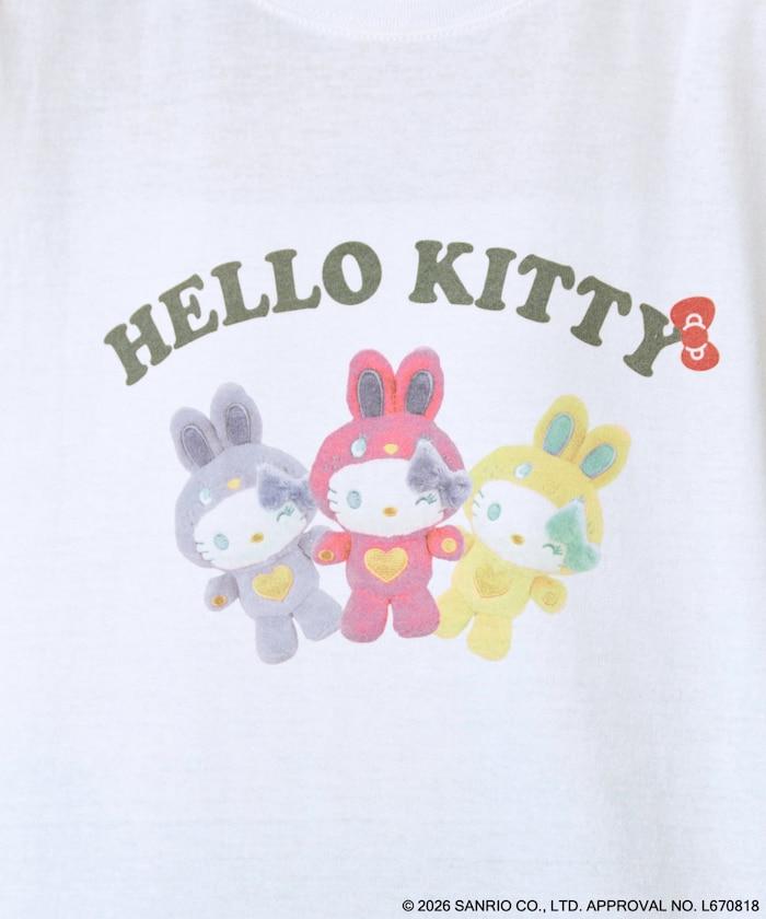 HELLO KITTY（凱蒂貓） うさぎ姿 前幅印花 短袖T恤