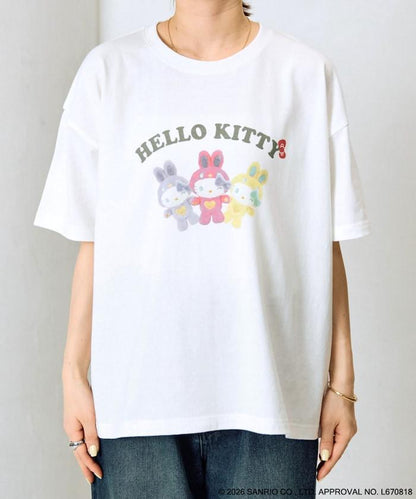 HELLO KITTY（凱蒂貓） うさぎ姿 前幅印花 短袖T恤