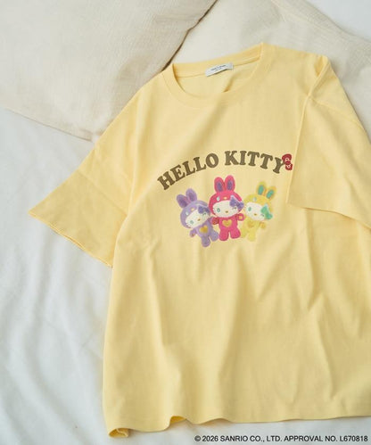HELLO KITTY（凱蒂貓） うさぎ姿 前幅印花 短袖T恤