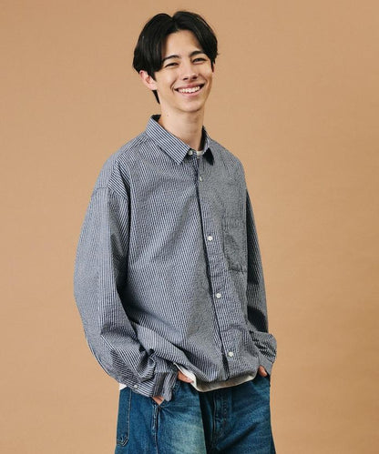 FREAK'S STORE for BEACH & FES 泡泡紗 抽繩 常規領 長袖襯衫