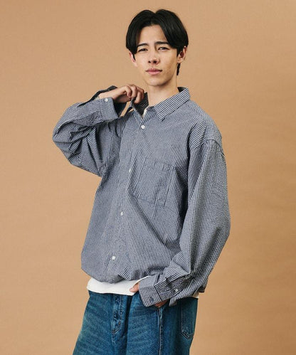FREAK'S STORE for BEACH & FES 泡泡紗 抽繩 常規領 長袖襯衫