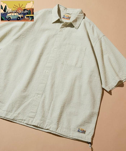 FREAK'S STORE for BEACH & FES 泡泡紗 抽繩 標準領 短袖襯衫