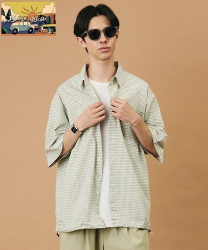 FREAK'S STORE for BEACH & FES 泡泡紗 抽繩 標準領 短袖襯衫