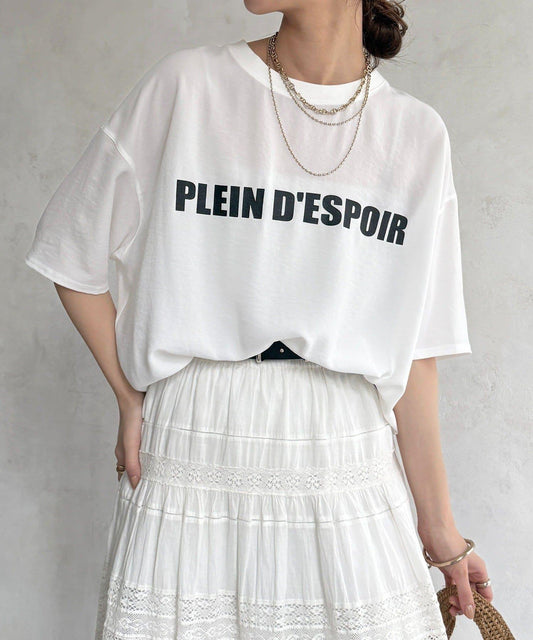 PLEIN D'ESPOIR 雪紡短袖LOGO T恤