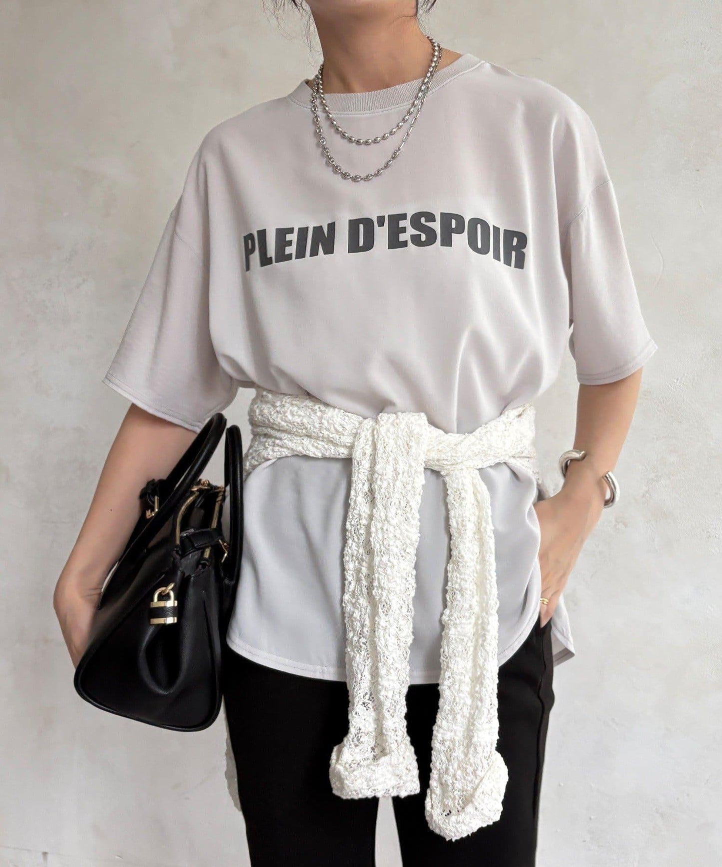 PLEIN D'ESPOIR 雪紡短袖LOGO T恤
