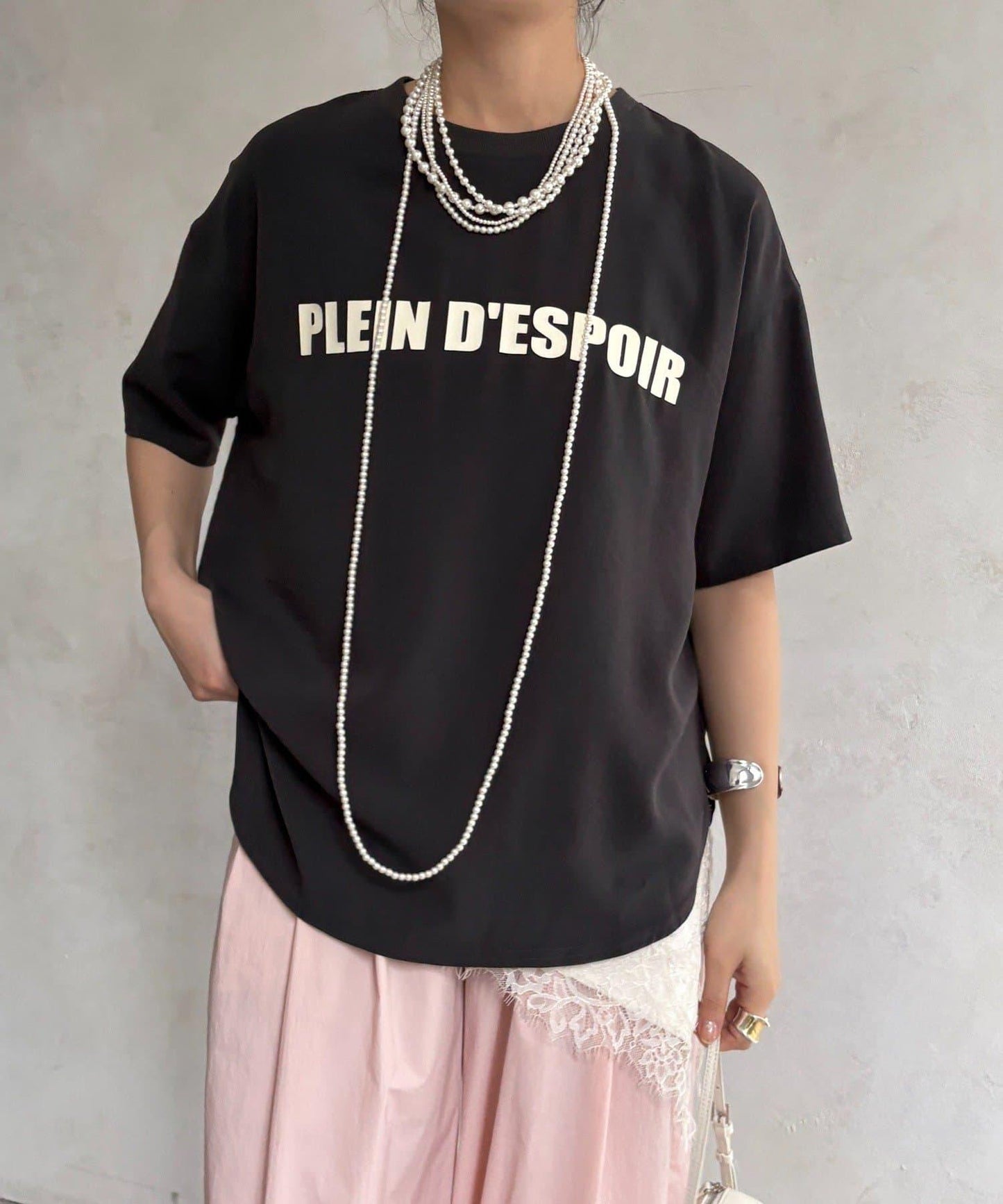 PLEIN D'ESPOIR 雪紡短袖LOGO T恤