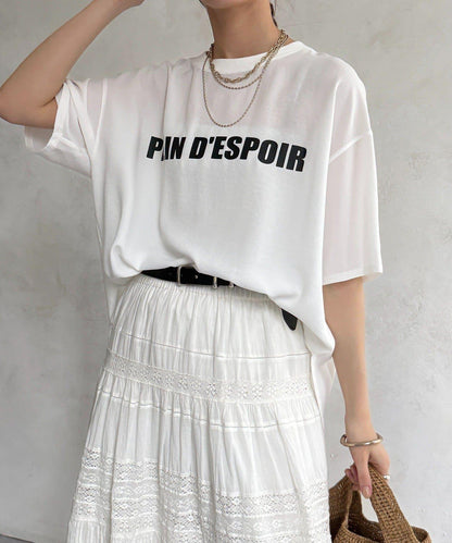 PLEIN D'ESPOIR 雪紡短袖LOGO T恤