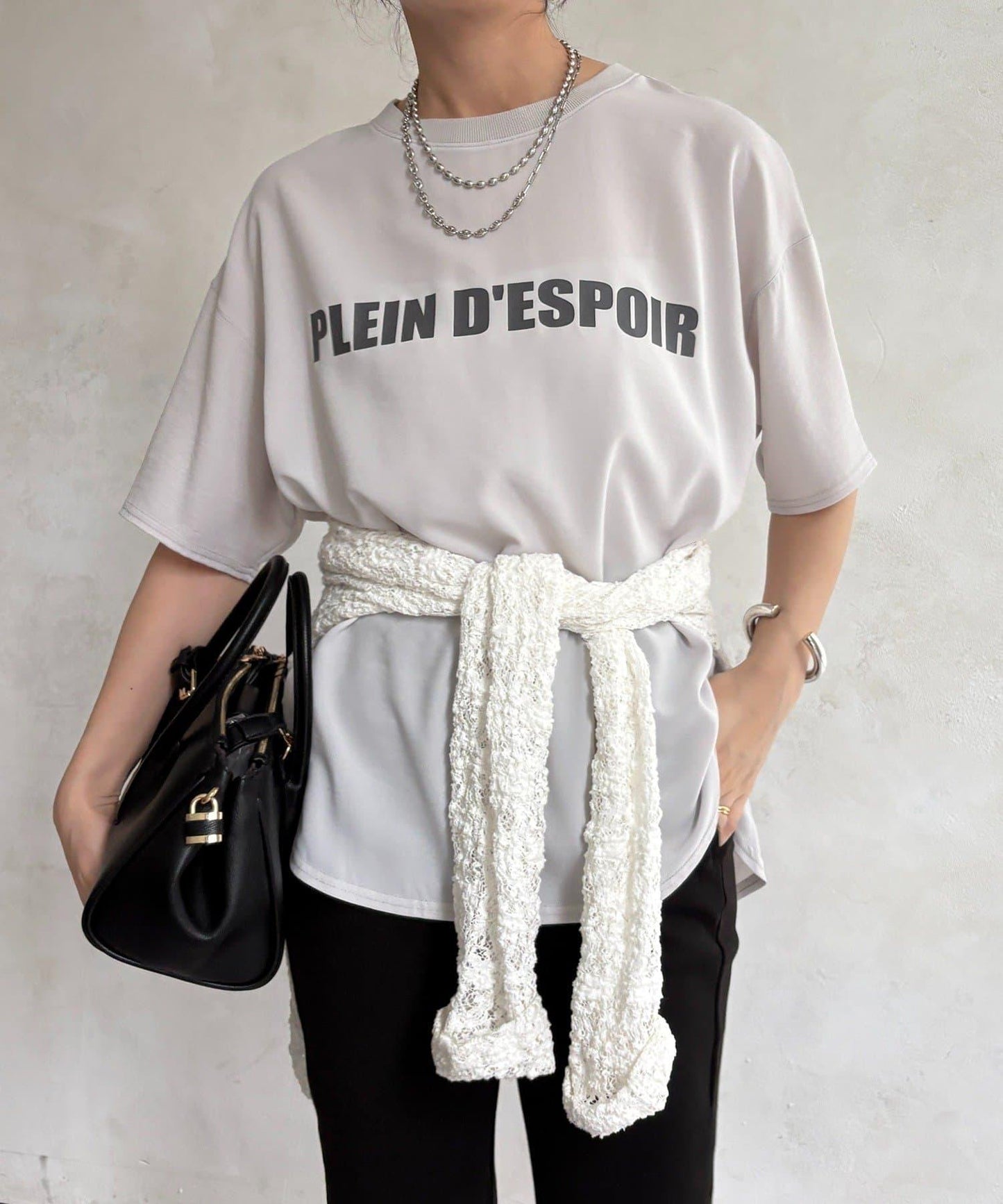 PLEIN D'ESPOIR 雪紡短袖LOGO T恤
