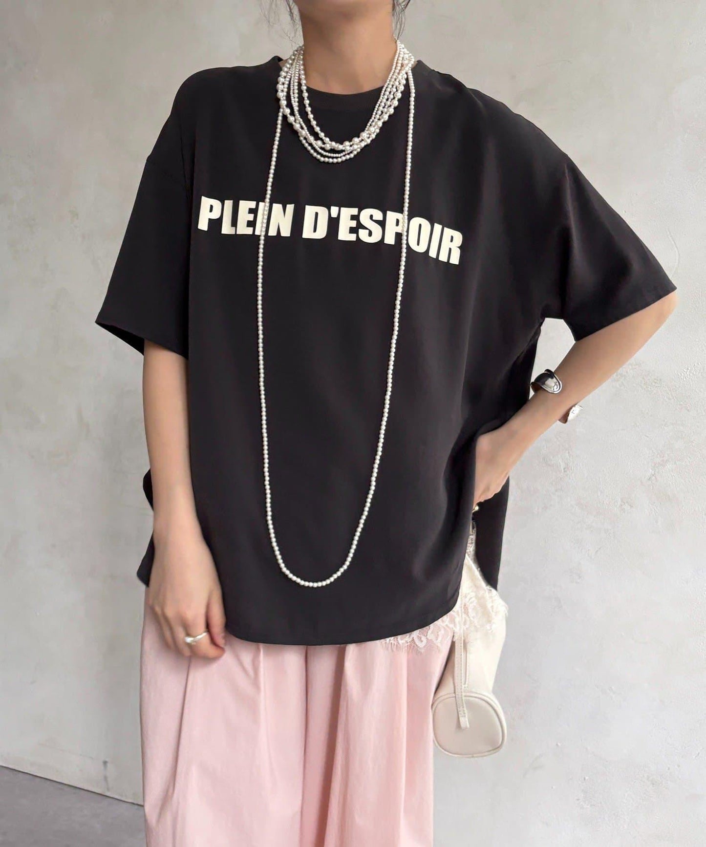 PLEIN D'ESPOIR 雪紡短袖LOGO T恤