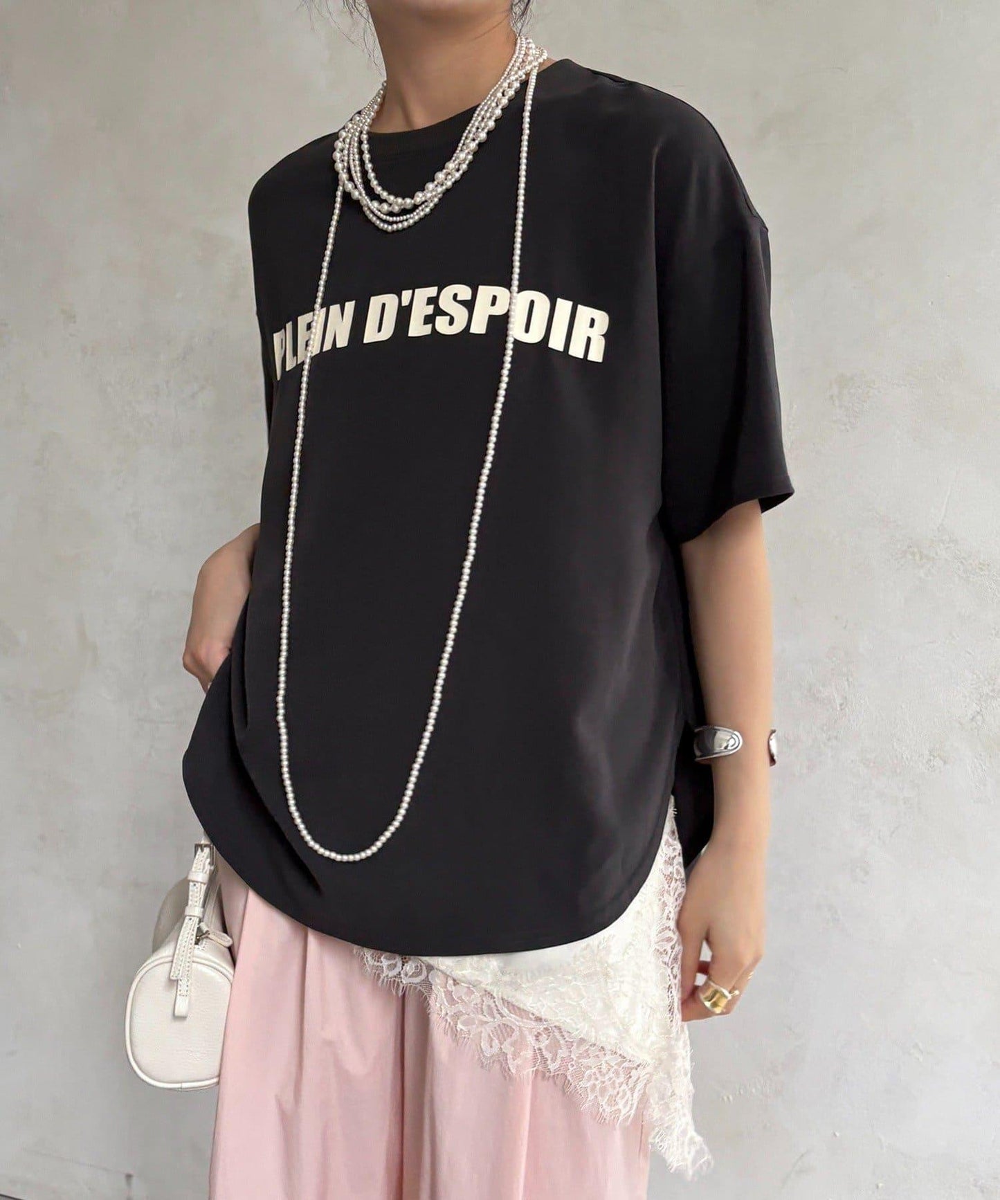 PLEIN D'ESPOIR 雪紡短袖LOGO T恤