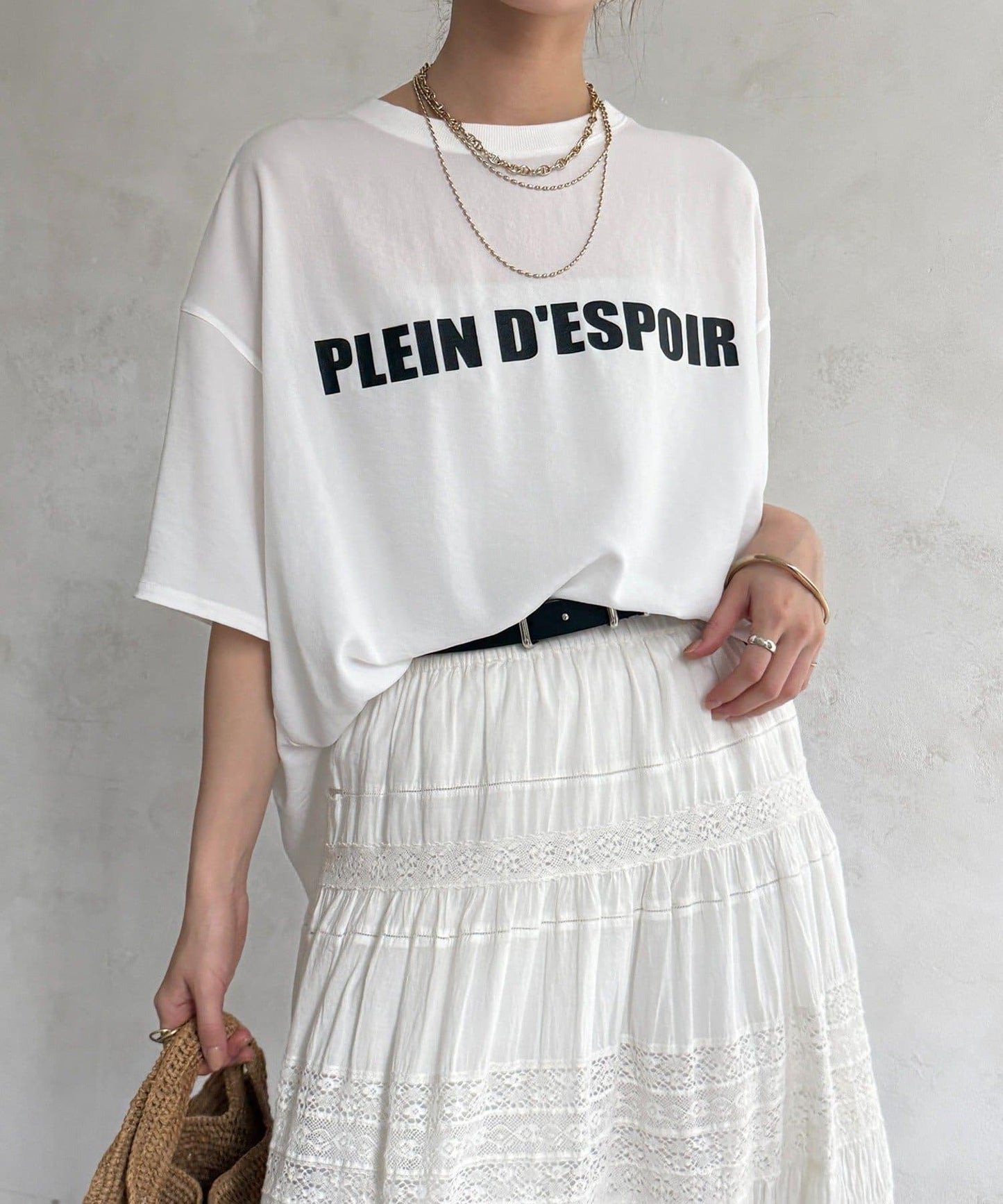 PLEIN D'ESPOIR 雪紡短袖LOGO T恤
