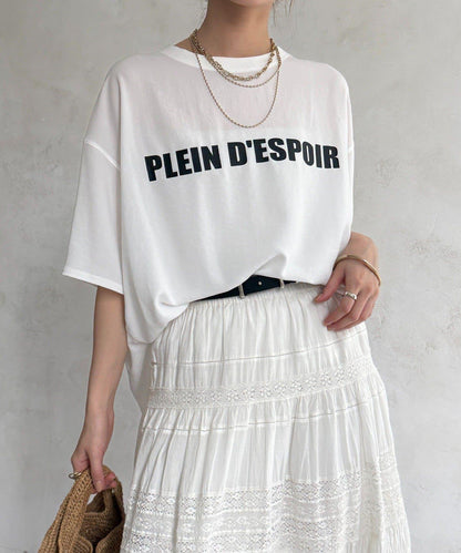 PLEIN D'ESPOIR 雪紡短袖LOGO T恤