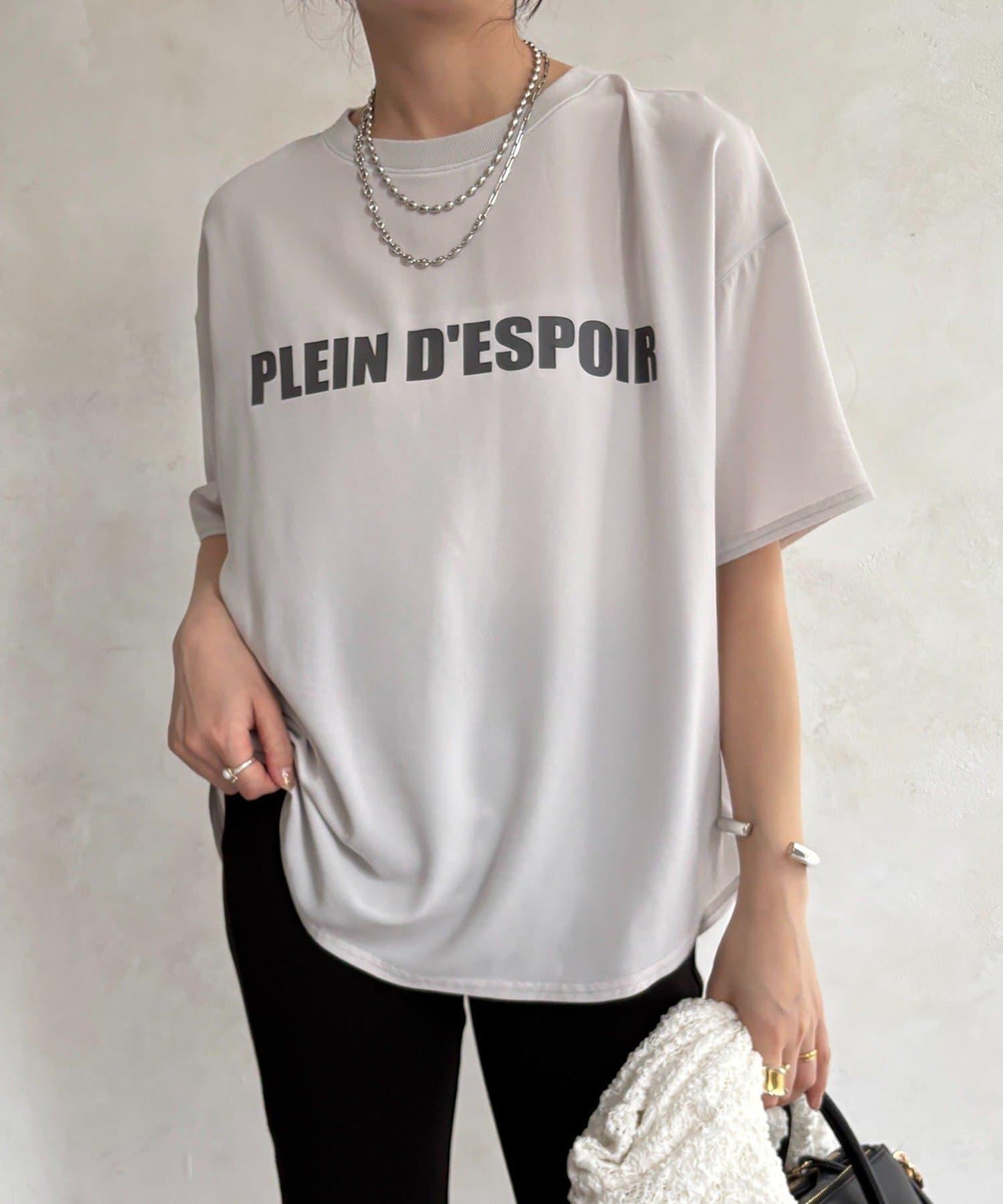 PLEIN D'ESPOIR 雪紡短袖LOGO T恤