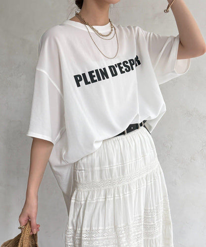 PLEIN D'ESPOIR 雪紡短袖LOGO T恤