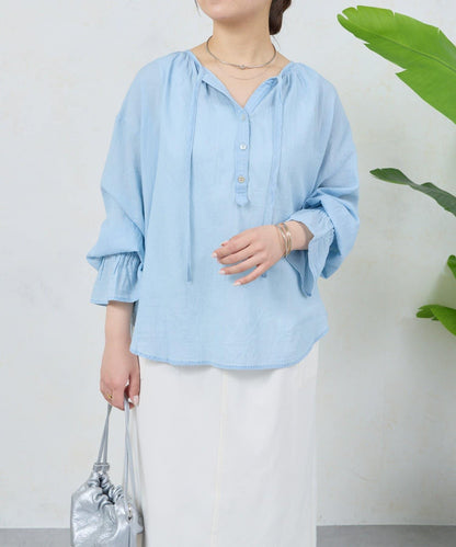 透視牛仔棉女式襯衫