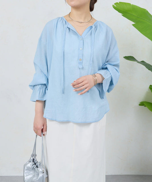 透視牛仔棉女式襯衫