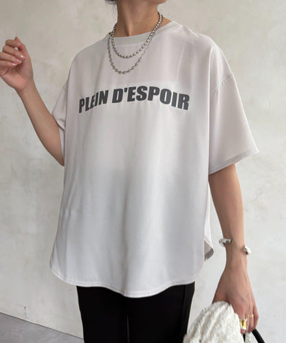 PLEIN D'ESPOIR 雪紡短袖LOGO T恤