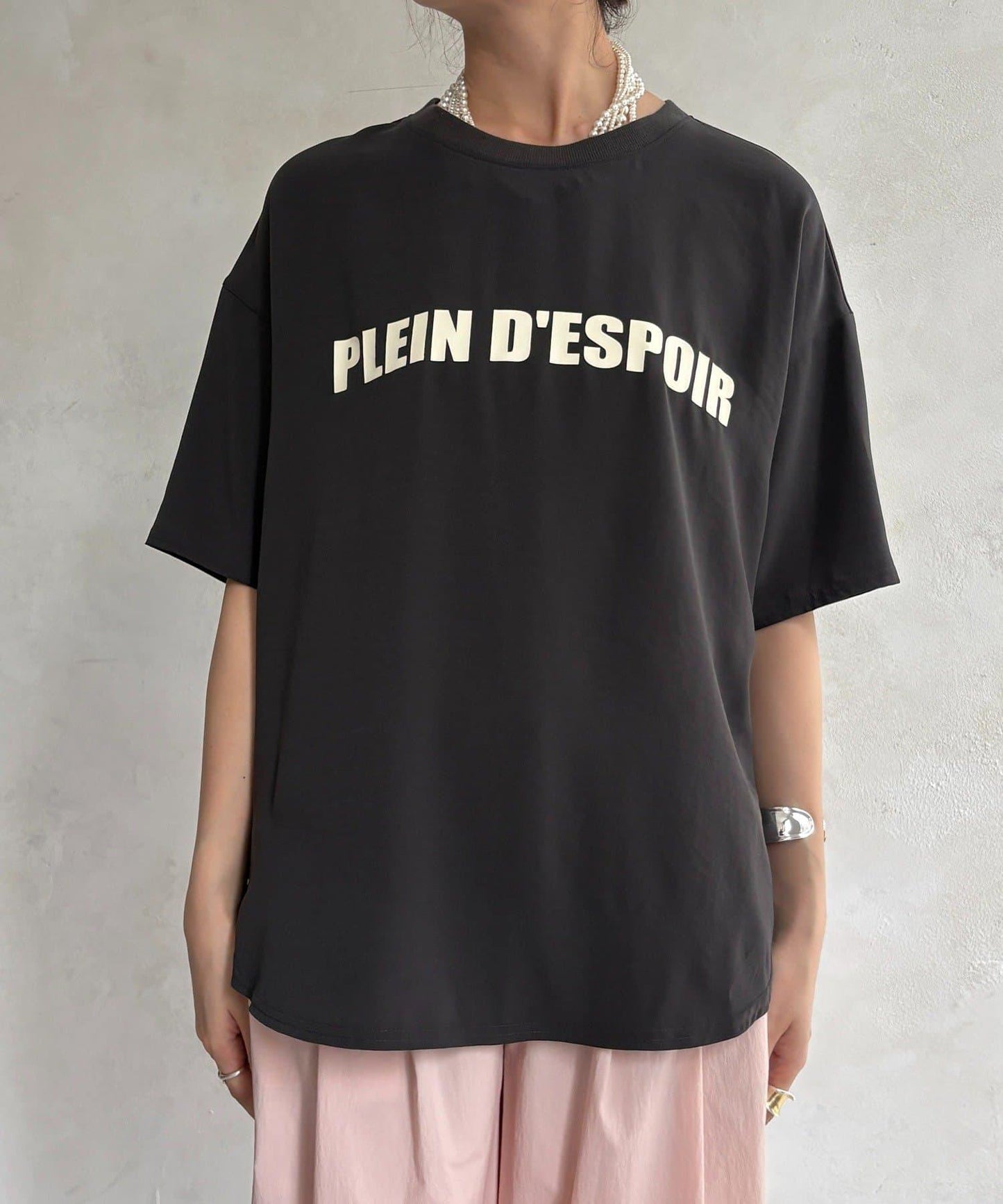 PLEIN D'ESPOIR 雪紡短袖LOGO T恤