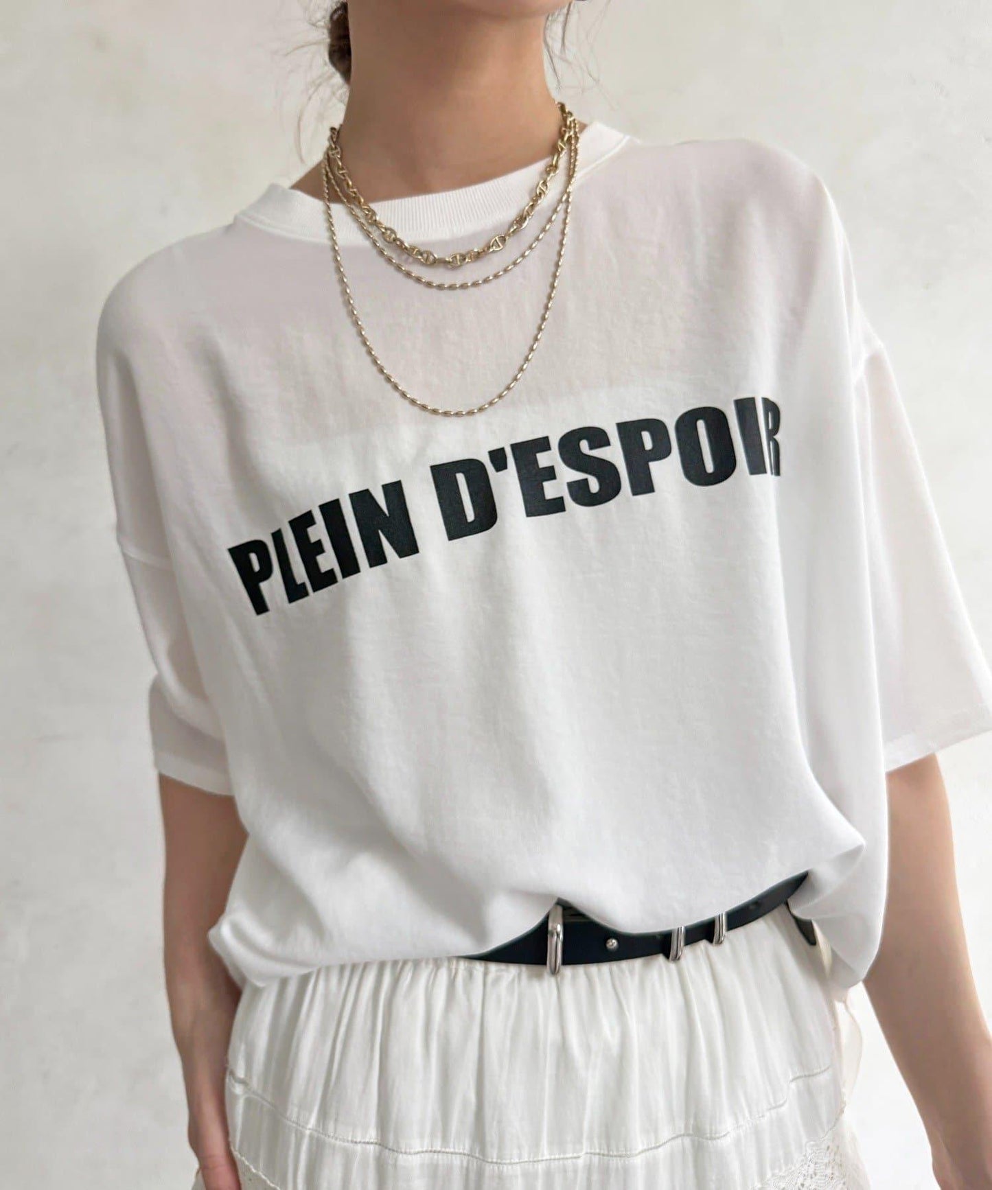 PLEIN D'ESPOIR 雪紡短袖LOGO T恤