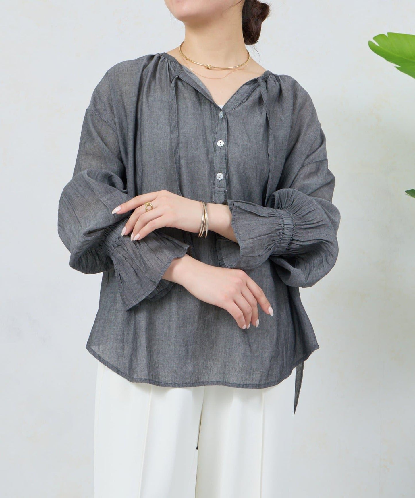透視牛仔棉女式襯衫
